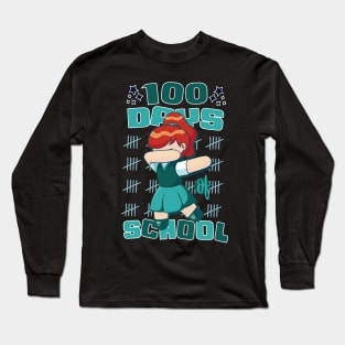 100 days of school featuring a dabbing Girl #1 Long Sleeve T-Shirt